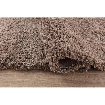 Oxford OXF00 Plain Plush Soft Stain-Resistant Textured Polypropylene Shaggy Dark Beige Round Rug-Desire Rugs-Rug Love - The Most Loved Rug Store